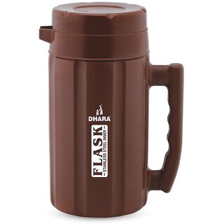                       Dhara Stainless Steel Insulated Hot And Cold Thermoware Carafe 1200ml Brown                                              
