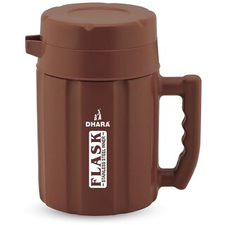 Dhara Stainless Steel Insulated Hot And Cold Thermoware Carafe 800ml Brown