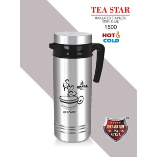                       Dhara Stainless Steel Tea Star Insulated Hot And Cold Thermosteel Carafe 1500ml                                              
