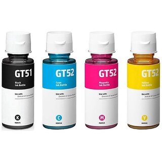                       Realink Ink GT 51 GT 52 Multi color Ink Black + Tri Color Combo Pack Ink Bottle ()                                              