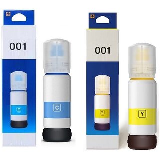                       Realink Ink 001 Cyan & Yellow Ink Compatible for 4150 L4160 L6170 L6190 Pack Of 2 Cyan Ink Bottle ()                                              