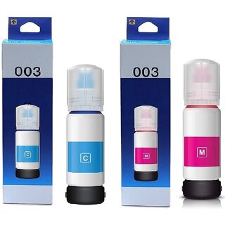                       Realink Ink 003 Cyan + Magenta Ink Bottle Compatible For L3100 L3101 L3110 Pack Of 2 Cyan Ink Bottle ()                                              