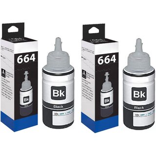                       Realink T664 BK Ink Bottle Compatible For L130 L220 L310 L360 L365 Pack Of 2 Black Ink Bottle ()                                              