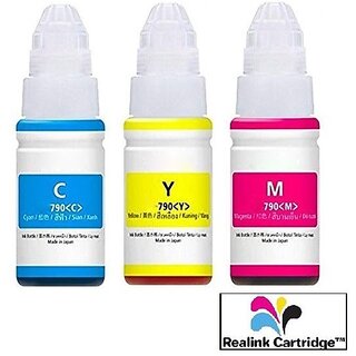                       Realink Cartridge Ink GI-790 Cyan Yellow Magenta Compatible For G1010 G2000 G2002 G2010 Tri-Color Ink Bottle ()                                              