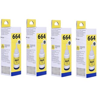                       Realink T6644 Ink Compatible For L130 L220 L310 L360 L365 L380 L385 Pack Of 4 Yellow Ink Bottle ()                                              