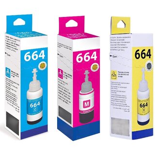                       Realink Ink T664 Cyan Yellow Magenta Ink Bottle Compatible For 130 L220 L360 L365 Tri-Color Ink Bottle ()                                              
