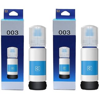                       Realink 003 Ink Bottle Compatible For L3100 L3101 L3110 L3150 Pack Of 2 Cyan Ink Bottle ()                                              