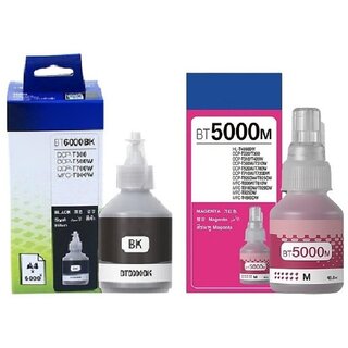                       Realink Ink BT6000BK + Magenta Ink Compatible For T300 T500W T700W T800W Pack of 2 Black Ink Bottle ()                                              