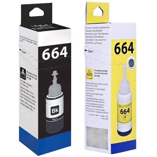                       Realink Ink T664 Black & Yellow Ink Bottle Compatible For L130 220 L310 L360 Pack of 2 Black Ink Bottle ()                                              