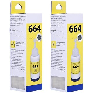                       Realink T664 Ink Compatible For L130 L220 L365 L380 L385 Pack Of 2 Yellow Ink Bottle ()                                              