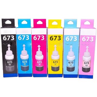                       Realink T673 Multicolor Black + Tri Color Combo Pack Ink Bottle ()                                              