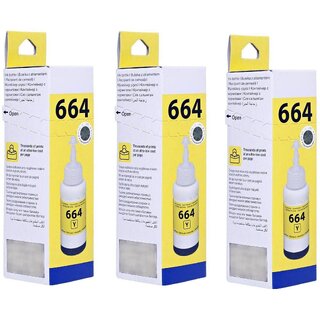                       Realink T6644 Ink Bottle Compatible For L130 L220 L310 L360 L365 L380 L385 Pack Of 3 Yellow Ink Bottle ()                                              