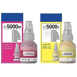                       Realink Ink BT5000 Magenta + Yellow Ink Compatible For T300 T500W MFC-T800W Pack of 2 Magenta Ink Bottle ()                                              