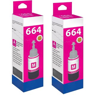                       Realink Ink T6643 Ink Bottle Compatible For L130 L220 L310 L360 L365 L380 Pack Of 2 Magenta Ink Bottle ()                                              