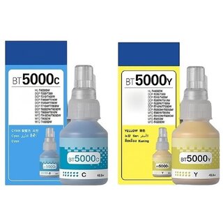                       Realink Ink BT5000 Cyan & Yellow Ink Compatible For DCP-T300 500W MFC-T800W Pack of 2 Cyan Ink Bottle ()                                              