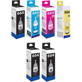                       Realink Ink T664 Multicolor Set + Two Black Ink Bottle ()                                              
