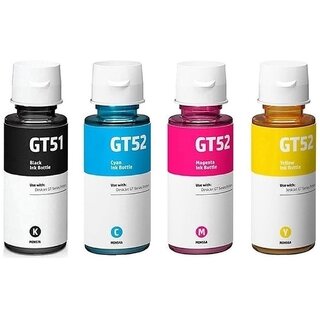                       Realink Ink Cartridge Gt 51 gt52 Ink bottle Black + Tri Color Combo Pack Ink Bottle ()                                              