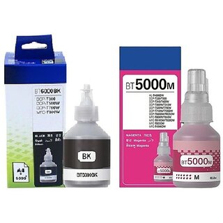                       Realink Cartridge BT6000BK + Magenta Ink Compatible For DCP-T300 T500W T700W MFC-T800W Pack of 2 Black Ink Cartridge ()                                              