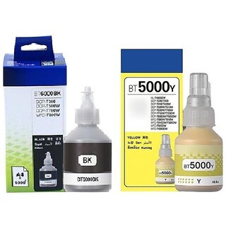                       Realink Cartridge Ink BT6000BK + Yellow Ink Compatible For DCP-T300 T500W T700W T800W Pack of 2 Black Ink Cartridge ()                                              