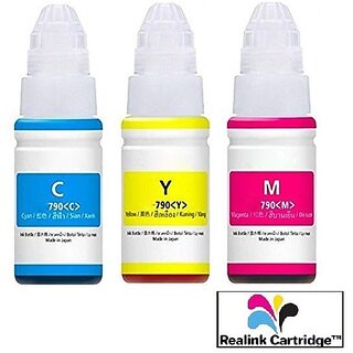                       Realink Cartridge GI 790 Cyan Yellow Magenta Compatible For G1010 G2000 G2002 2010 G2012 Tri-Color Ink Bottle ()                                              