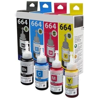                       Realink Ink T664 Multi Ink Bottle Compatible For L130 L310 L360 L365 385 L405 Black + Tri Color Combo Pack Ink Bottle ()                                              