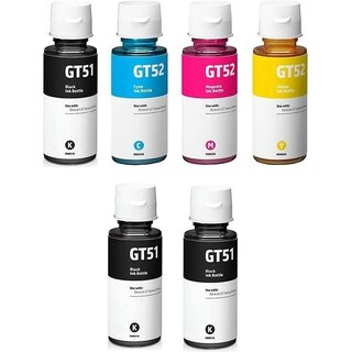                       Realink Cartridge Ink GT51 GT52 Multi color Ink Bottles Set + 2 Black Ink Cartridge ()                                              