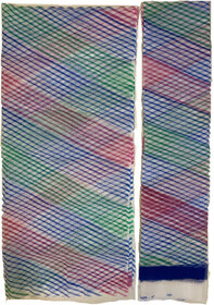 AnuMoh KOTA DORIYA HANDLOOM LEHARIYA PRINT COTTON-SILK HYBRID Material for Kurti/Kameez + Dupatta Blue based Multicolor