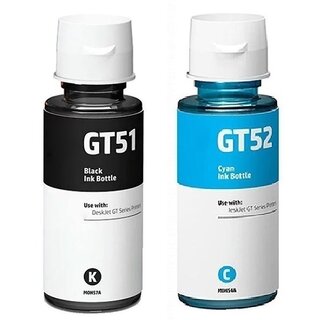                       Realink Cartridge Ink GT51 Black & GT52 Cyan Compatible for Gt5810 Gt5820 Gt5821 Pack Of 2 Black Ink Cartridge ()                                              
