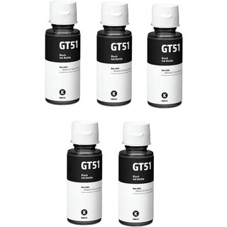                       Realink Cartridge Ink GT51 Bk Ink Bottle Compatible for Gt5810 Gt5811 Gt5820 Gt5821 310 Pack Of 5 Black Ink Cartridge ()                                              