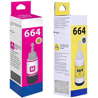                       Realink Cartridge T664 Magenta + Yellow Ink Bottle Compatible For L130 L220 360 L310 Pack of 2 Yellow Ink Cartridge ()                                              
