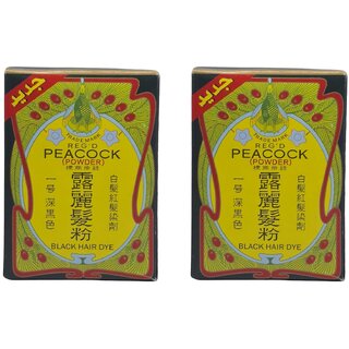 Peacock Black Hair Dye Powder for Permanent Hair Color (Pack of 2)