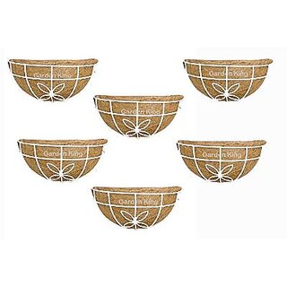                       GARDEN KING 12 INCH Flower Design Wall Basket, Natural Coir Planter Basket (Set of 4PCs)                                              