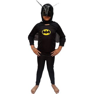                       Kaku Fancy Dresses Batman Super Hero Costume -Black, for Boys                                              