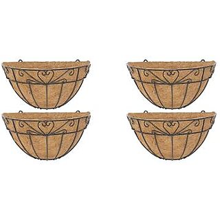                       GARDEN DECO 12 Inch Heart Design Coir Wall Baskets (Set of 4 PCs)                                              