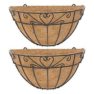                       GARDEN DECO 12 Inch Heart Design Coir Wall Baskets (Set of 2 PCs)                                              