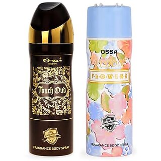                       Ossa Touch Oud And Vision Flower Body Spray For Men And Women | Woody And Floral Long Lasting Aroma| 200ml Each (Pack of 2)                                              