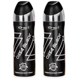                       Ossa Black Body Spray For Men | Ambery Woody And Citrusy Long Lasting Aroma | 200ml Each (Pack of 2)                                              