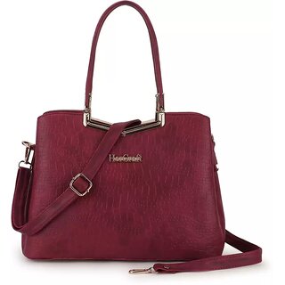                       LAIK Handbags for Women Premium PU Leather Shoulder Bags Latest Trendy Design Bag Top Handle Stylish Bag For Ladies  Maroon                                              