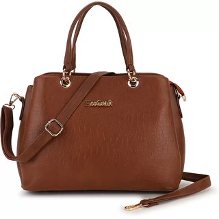 LAIK Premium PU Leather Handbags for Women  Crossbody Bags for Women  Top Handle Shoulder Bag  Trendy Handbag for Women  Adjustable  Detachable Sling Strap Brown
