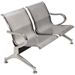                       GARDEN DECO Two Seater Waiting Area Chair (Mild Steel, Iron, Silver)                                              