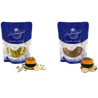                       AndraMart Raw Pumpkin and Chia mixed combo seeds 500 gm                                              