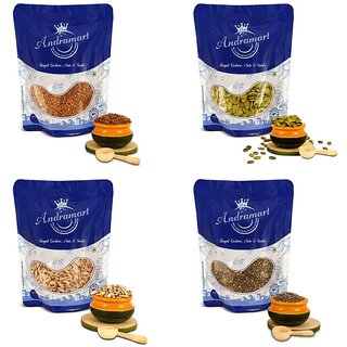                       AndraMart Raw Flax, Pumpkin, Sunflower and Chia mixed combo seeds 400 gm                                              