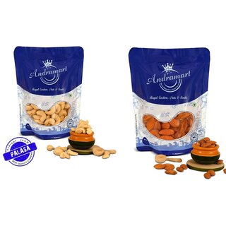                       AndraMart Combo pack of 200 gm Premium Cashews  Kaju  Munthiri with AlmondS  2x100                                              