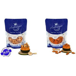                       AndraMart Combo pack of 200 gm Premium Tandoori Cashews  Kaju  Munthiri with AlmondS  2x100                                              