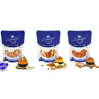                       AndraMart Combo pack of 300 Gm Premium Tandoori Cashews | Kaju | Munthiri , Raisons, Almond | 3x100                                              