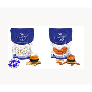                       AndraMart Combo pack of 200 Gms Premium Split Cashews  Kaju  Munthiri with Almond  2x100                                              