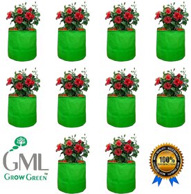GML GROW GREEN Terrace Gardening Leafy Vegetable Grow Bag (9X 9 Inches, Green) - Pack of 10