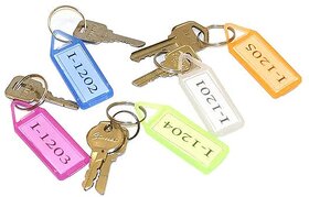 Plastic Multicolor Assorted Keychain with Two Side Id Label and Split Ring for Office and Home Pack of 50