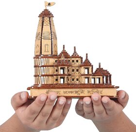 Shri Ram Mandir Wooden Temple Ayodhya for Home Decoration and Gifting (14  8  16cm)