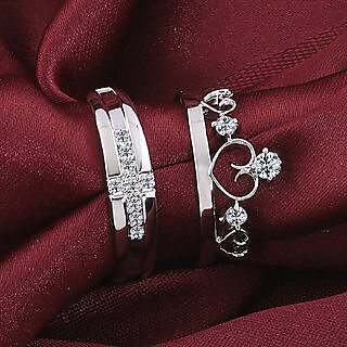                       Adjustable Couple Rings Set for lovers in silver set Alloy Couple Rings                                              